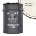 Produktbild: Holzfarbe Holzlack Holzanstrich Holzbeschichtung W420 - Reinweiß RAL 9010 - 2,5L