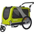 Produktbild: DOGGYHUT® Premium XL 2 in 1 Hundefahrradanhänger & Jogger 23 - 45 kg Fahrradanhänger für Hunde - Grün/Schwarz/Grau