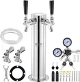 Produktbild: VEVOR Kegerator-Turm-Kit, Bier-Umrüstsatz mit zwei Zapfhähnen, Bier-Turmspender aus Edelstahl mit Doppelmessgerät W21.8-Regler und A-System-Fasskupplung, Bier-Tropfschale für Partys zu Hause