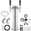 Produktbild: VEVOR Kegerator-Turm-Kit, Bier-Umrüstsatz mit zwei Zapfhähnen, Bier-Turmspender aus Edelstahl mit Doppelmessgerät W21.8-Regler und A-System-Fasskupplung, Bier-Tropfschale für Partys zu Hause