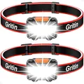 Produktbild: Gritin Stirnlampe LED, [2 Stück] LED Stirnlampe Kopflampe Superhell mit 3 Modi, IPX5 Wasserdichte Leichtgewichtige Mini Stirnlampe fürs Laufen, Campen, Joggen, Angeln