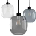 Produktbild: Liadomo Pendelleuchte Magellan – 3-flammiges Cluster – bunte Glasschirme – Esstischlampe – Vintage-Look – Transparent/Rauchgrau/Blau – 3 x E27 (Blau)