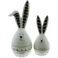 Produktbild: Frank-Flechtwaren Osterdeko 775053, weiß, 2 Stück, Hasenfiguren aus Porzellan, 16 und 22 cm