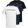 Produktbild: JACK AND JONES JACK&JONES Herren T-Shirt, 3er Pack - JJECORP LOGO TEE CREW NECK, Logo-Print, Baumwolle