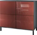 Produktbild: Vladon Kommode Rova V3, Moderner Küchenschrank mit 4 Push-to-Open Türen Anthrazit matt / Bordeaux Hochglanz (92,5 x 83.5 x 35)