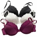 Produktbild: Push-up-BH PETITE FLEUR, Damen, Gr. 75, Cup AA, rot (schwarz, creme, beere), Spitze, Obermaterial: 59% Polyester, 19% Baumwolle, 11% Elasthan, 11% Polyamid, BHs Push-up-BH, mit Bügel im attraktiven Multipack, Dessous