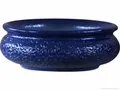 Produktbild: KERAZO Keramik große runde Pflanzschale Bonsaischale XXL 50x18cm,blau, Frostfest
