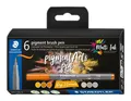 Produktbild: 6x PIGMENT ARTS PEN 371C6-4 - GREYS & CARAMELS - PINSELSPITZE - STAEDTLER # NEU