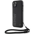 Produktbild: BMW Signature Leder-Wordmark-Cord-Hülle iPhone 15/14/13 – Schwarz