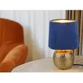 Produktbild: Defibrico - Tischleuchte sophia mit Keramikfuß & Samtschirm Blau - Gold, Höhe 26cm