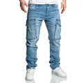 Produktbild: Amaci&Sons Cargojeans LINNDALE Sweathose im Denim Look Herren Sweathose in Stretch Denim Jeans blau W36