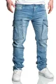 Produktbild: Amaci&Sons Herren Sweathose in Stretch Denim Männer Cargo Jogging Jeans 7026 Hellblau W36
