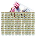 Produktbild: MamboCat 100er Set Sturzglas 230 ml Marmeladenglas Einmachglas Einweckglas to 82 Goldener Deckel incl. Diamant-Zucker Gelierzauber Rezeptheft