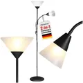 Produktbild: monzana Stehlampe, Stehlampe 175 cm Weiß Verstellbar Stehleuchte Deckenfluter schwarz