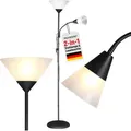 Produktbild: MONZANA® Stehlampe 175 cm Schwarz Verstellbare Stehleuchte mit Deckenfluter und Leselampe moderne Standleuchte für Wohnzimmer Schlafzimmer Büro - Schwarz