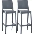 Produktbild: CLP Barhocker Maya 304816, mit Lehne, 75cm Sitzhöhe, Kunststoff, dunkelgrau, 2 Stück
