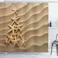 Produktbild: ABAKUHAUS Seestern Duschvorhang, Baum von Shells, Stoffliches Gewebe Badezimmerdekorationsset mit Haken, 175 x 240 cm, Hellbraun