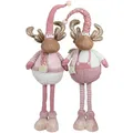 Produktbild: XL Elch Pärchen rosa Deko Figur Teleskopbeine 53-73cm (78-98cm) Rentier 2 Stück