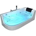 Produktbild: Home Deluxe - Whirlpool Badewanne mit Lichttherapie carica - 170 x 80 cm Ausrichtung: Links Badewanne Acrylwanne Badezimmer Sanitäracryl