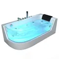 Produktbild: Home Deluxe - Whirlpool Badewanne - CARICA Links weiß mit Heizung und Massage - Maße: 170 x 80 x 59 cm I Eckwanne, Indoor Badewanne