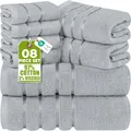 Produktbild: Utopia Towels - 8er-Pack Handtuch-Set mit Aufhängeschlaufe aus 97% Baumwolle, saugfähig und schnell trocknend 2 Badetücher, 2 Handtücher, 4 Waschlappen (Kühl Grau)