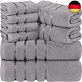 Produktbild: Utopia Towels - 8er Handtücher Set aus Baumwolle mit Viskosestreifen und