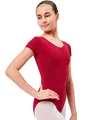 Produktbild: tanzmuster Ballettanzug Mädchen Kurzarm - Sally - aus weichem Baumwollstoff - Ballett Trikot Ballettbody in burgunder, Größe 104/110