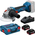 Produktbild: Bosch Winkelschleifer GWS 18V-8, Professional, 125mm, 18V/5,0Ah, mit 2 Akkus, Ladegerät und Koffer