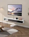 Produktbild: VEVOR TV-Schrank Wandhalterung, Schwebender Fernsehständer mit Stauraum für DVD-Player, Kabelbox, Spielekonsole, Wandschrank belastbar 52 kg, Weiß, Länge 140 cm