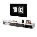 Produktbild: VEVOR TV Schrank hängend Wandhalterung, Fernsehschrank mit Kabelloch, schwebendes TV-Regal mit Stauraum für DVD-Player Kabelbox Spielekonsole, Hängeschrank 52 kg belastbar Weiß 140 cm Länge