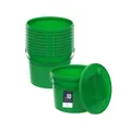 Produktbild: BenBow Eimer mit Deckel 10L x10 Grün - lebensmittelecht, stabil, luftdicht, auslaufsicher, geruchsneutral - Plastikeimer mit Henkel - leer