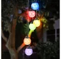 Produktbild: Haushalt International Außen-Deckenleuchte, LED-Leuchtmittel fest verbaut, Farbwechsel, RGB LED Solar Windspiel Hänge Leuchte Garten Außen Crackle Glas Kugel