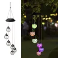 Produktbild: LED Solar Windspiel mit 6 Crackle Glaskugeln Farbwechsel Garten Hängelampe