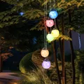 Produktbild: Solar Windspiel Pendellampe Gartendeko Farbwechsel Glas Kugel RGB LED H 60 cm