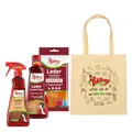 Produktbild: Poliboy - 4-teiliges Leder Reiniger Set - 1x Leder Reiniger (375 ml), 1x Leder Intensiv Pflege (200 ml) und 1x Leder Pflege Feuchttücher (20 Stück) mit Tasche - Made in Germany