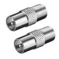 Produktbild: 2x F-Adapter SAT TV Verbinder Kupplung F-Buchse auf Koax IEC Stecker