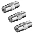 Produktbild: 3x F-Adapter SAT TV Verbinder Kupplung F-Buchse auf Koax IEC Stecker