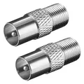 Produktbild: 2x F-Buchse KOAX Stecker SAT TV Kabel Adapter Verbinder Antennen Kupplung DVB-T