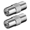 Produktbild: 2x F-Buchse KOAX Stecker SAT TV Kabel Adapter Verbinder Antennen Kupplung IEC HD