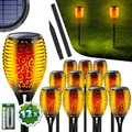 Produktbild: KESSER® Gartenfackel Solar 12er Set Solarleuchten 12 LEDs Flamme mit Wandhalterung + Erdspieß Licht-Sensor Wetterfest Garten Solarleuchte Fackel Lichter LED Gartenlampe Solarlampe Flammenlicht