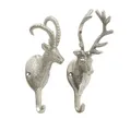 Produktbild: Garderobehaken Kleiderhaken Wandhaken  Haken Metall Hirsch Gams H 18 cm 2er Set