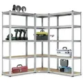 Produktbild: 3er Metall Regalsystem - 1 Eckregal & 2 Lagerregale - 15 Böden Aus Mdf Holz - 2625 Kg - Schwerlastregal Steckregal Lagerregal Wandregal - Juskys