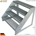 Produktbild: 4 Stufen Standtreppe Stahltreppe freistehend Breite 60cm Höhe 57cm Verzinkt - Silber