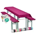 Produktbild: NYVI Bierbankauflagen Set NYVIGala 240x70 cm Beere - 1x Tischdecke für 220x50 cm Biertische & 2X Gepolsterte Auflage für 220x25 cm Bierbänke - Sitzauflage für Bierzeltgarnitur