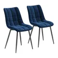 Produktbild: WOLTU Esszimmerstühle 2er-Set, Polsterstuhl mit Rückenlehne, bis 150 kg belastbar, Sitzfläche aus Samt, Metallbeine, Blau