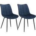 Produktbild: Woltu Esszimmerstühle 2er Set Küchenstuhl Polsterstuhl Wohnzimmerstuhl Sessel Mit Rückenlehne, Sitzfläche Aus Samt, Metallbeine, Blau