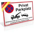 Produktbild: Schild Privat Parkplatz | Alu 30 x 20 cm | Unberechtigt parkende Fahrzeuge Werden kostenpflichtig abgeschleppt! weiß | stabiles Alu Schild mit UV-Schutz | Parkverbot | Dreifke®
