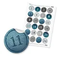 Produktbild: itenga AdventskalenderZahlen Zahlensticker 1-24 - 4cm blau hellblau grau Silber weiß Hochglanz