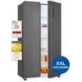 Produktbild: Exquisit Side-by-Side Kühlschrank mit Gefrierteil, 442 Liter, 10 Ablagen, No-Frost, LED-Anzeige, 91 cm Breite, SBS546-040E anthrazit