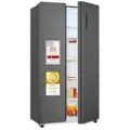 Produktbild: Exquisit Side-by-Side Kühlschrank mit Gefrierteil, 442 Liter, 10 Ablagen, No-Frost, LED-Anzeige, 91 cm Breite, SBS546-040E anthrazit